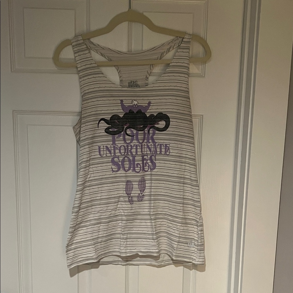 Disney Women's Ursula Striped Tank Top - White and Gray